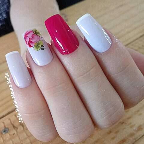 White enameled nails with adhesive
