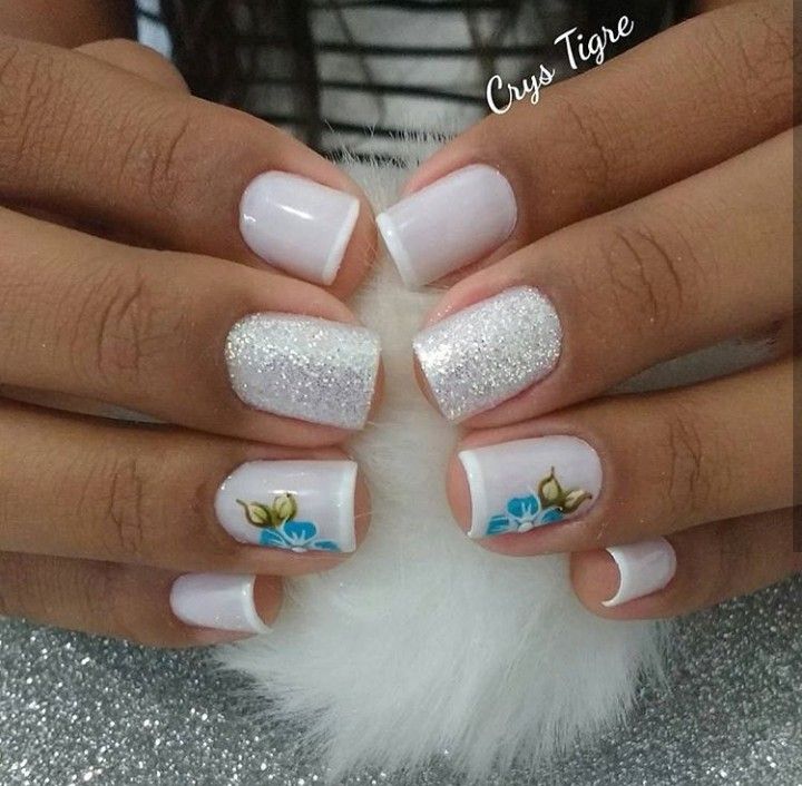 All white nails with adhesive