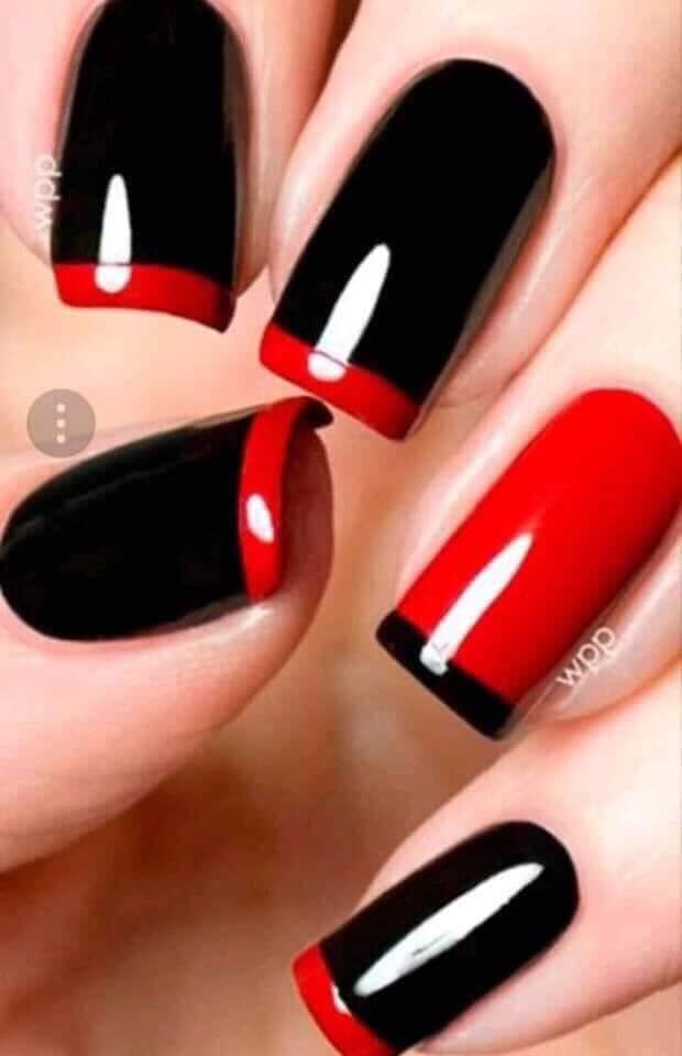 Black and red nails