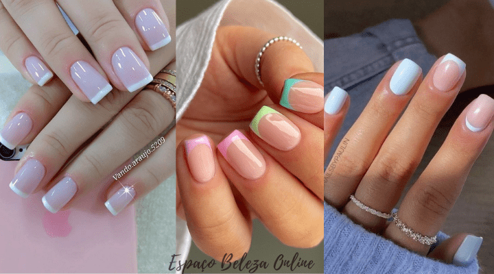 Unhas Decoradas Delicadas com francesinha