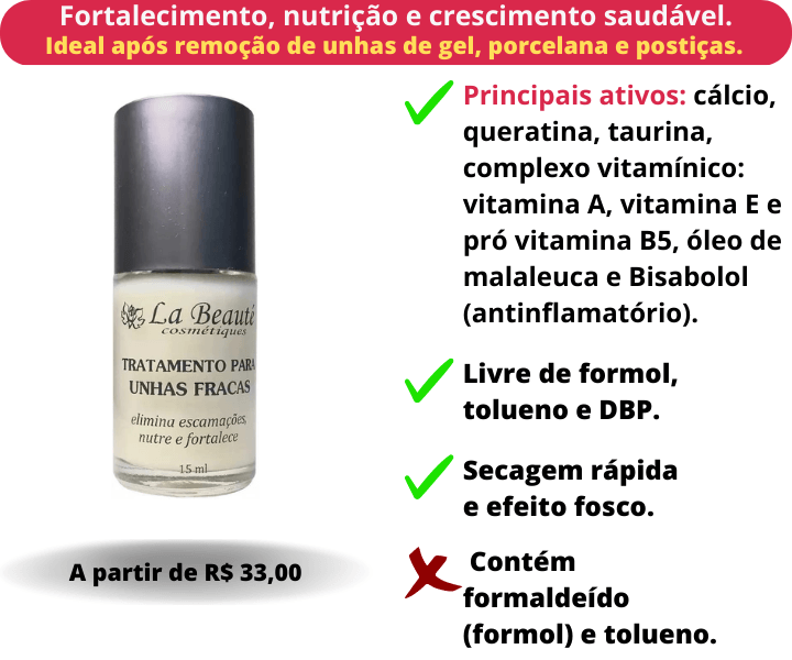 Base Fortalecedora para Unhas Fracas, La Beauté, 15 Ml