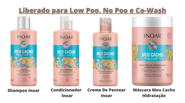 Produtos Inoar Meu cacho, meu crsch: Shampoo, condicionador, creme de pentear INOAR Máscara Meu Cacho Hidratação